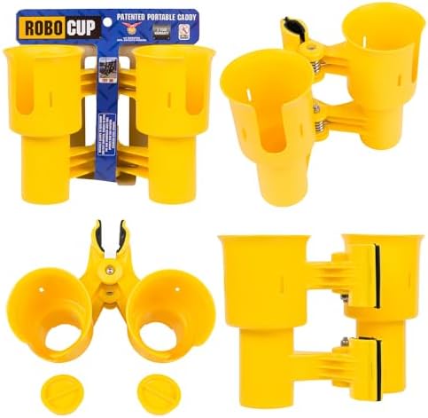 ROBOCUP, Patented Clamp On Boat Cup Holder |Multifunction Dual Drink Caddy by RoboCup