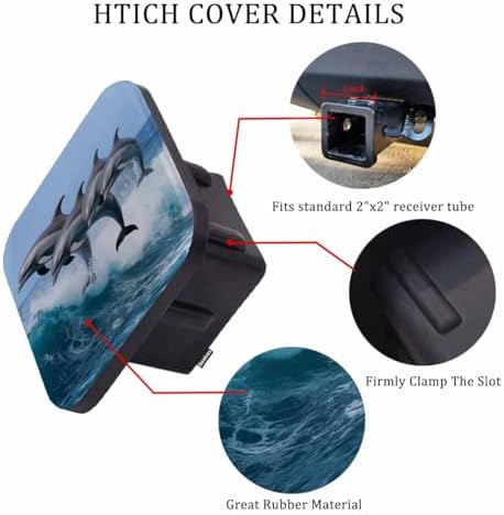 Dolphin Trailer Hitch Covers for Trucks, Ocean Sea Wildlife Dolphins Jumping - Image 3