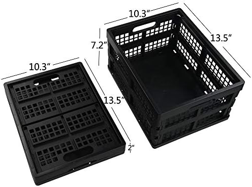 Saedy 16 L Black Folding Storage Crate, 2 Packs Plastic Collapsible Crates - Image 5