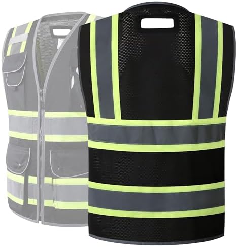 JKSafety 9 Pockets Hi-Vis Black Safety Vest - Image 2