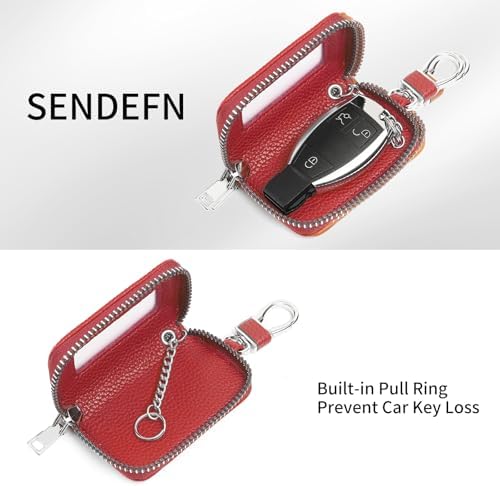SENDEFN Universal Car Key Fob Case Leather Smart Remote Keychain Protector - Image 2