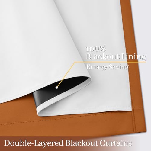 Yakamok Burnt Orange 100% Blackout Curtains 63 Inches Long 50" Wide 2 PCS - Image 4