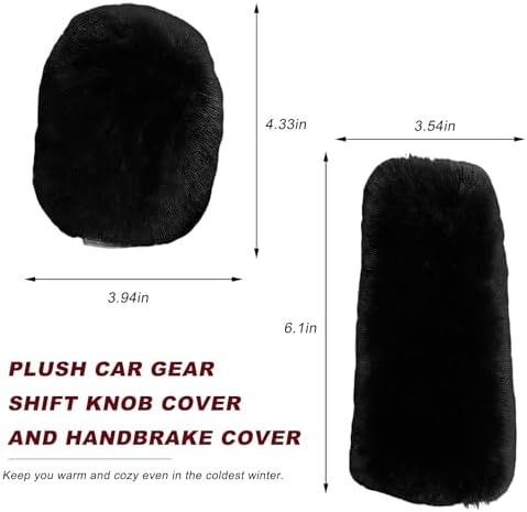 2PCS Fluffy Car Gear Shift Knob & Handbrake Cover, Comfortable Plush Shifter - Image 2