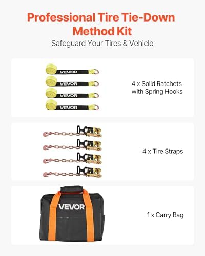 VEVOR Wheel Chock Tie-Down Kit, Tire-Style Tow Dolly Strap, Car Tie Down Kit - Image 2