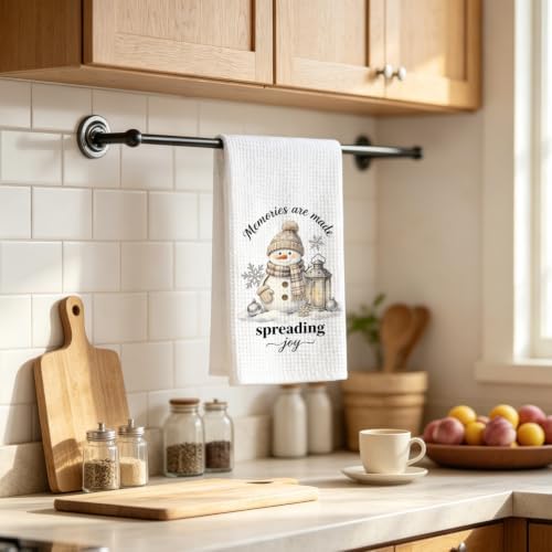 Cozy Holiday Kitchen Towel, Winter Snowman Dish Towel - Image 2