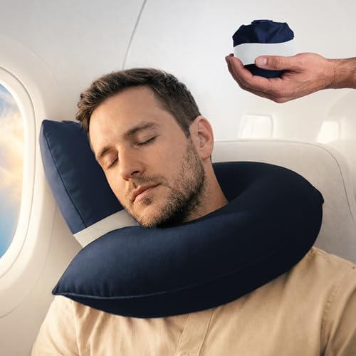CANDY CANE Inflatable Airplane Travel Pillow, Supports Head, Neck & Chin by CandyCane