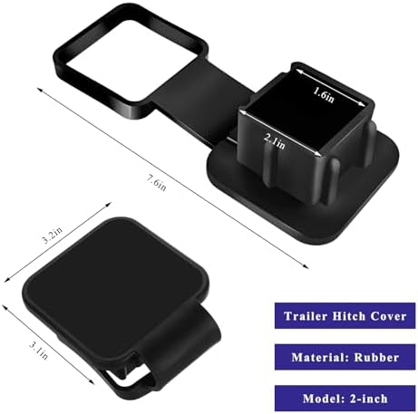 2 Inch Rubber Trailer Hitch Cover, Square Mouth Tow Hitch Protector Dustproof - Image 2