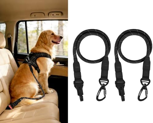 PetBonus 2 Packs Dog Seat Belt for Car, Rope Dog Car Harness for Vehicle by Petbonus