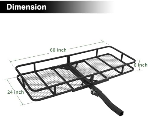 Leader Accessories Folding Hitch Cargo Carrier 60"x24"x6", Fits 2" Receiver - Image 2