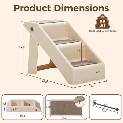 Foldable Dog Stairs 3-Step Pet Ramp Steps - Image 4