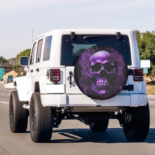 Purple Skull Printed Spare Tire Cover Dust-Proof Wheel Tire Cover Fit Trailer - Image 3