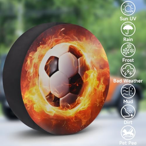 Soccer Spare Tire Cover 16in Spare Wheel Covers Tire Storage Cover - Image 3
