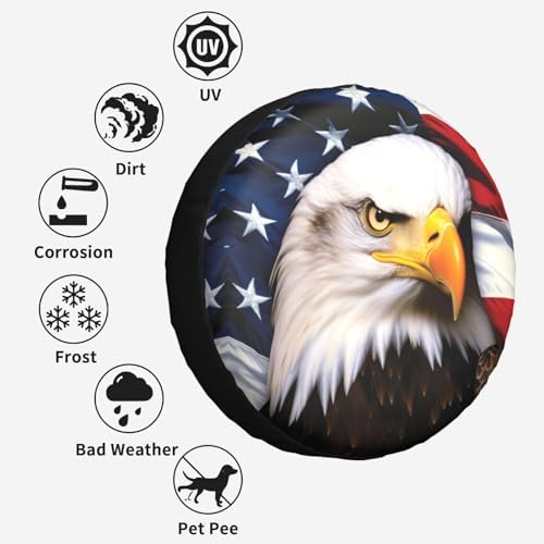 American Flag Eagle Spare Tire Cover Wheel Protectors - Image 5