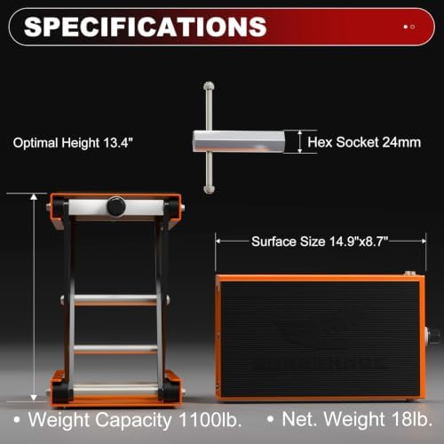 Aluminum Motorcycle Scissor Lift Jack, 1100LBS Heavy Duty - Image 2