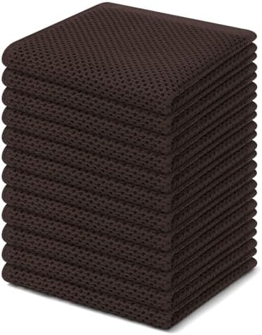 Homaxy 100% Cotton Waffle Weave Kitchen Dish Cloths 12-Pack, Dark Brown by Homaxy