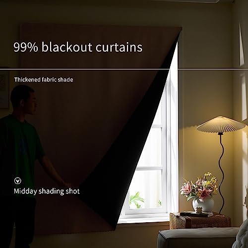 AJAZZ 100% Blackout Self Adhesive Curtains Small Window Short Temporary Black - Image 6