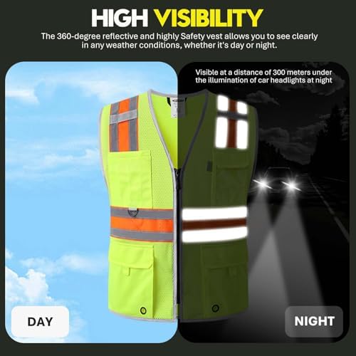 JKSafety Safety Vest for Men Women Hi Vis Relfective Vest - Image 4