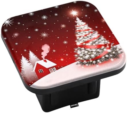 Swono 2" Hitch Cover Christmas, Winter Christmas Tree Sparkle Snowflakes Red by Swono