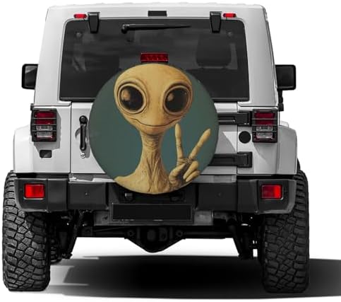 KiuLoam Martian Alien Peace Sign Retro Spare Tire Cover Polyester Universal - Image 2