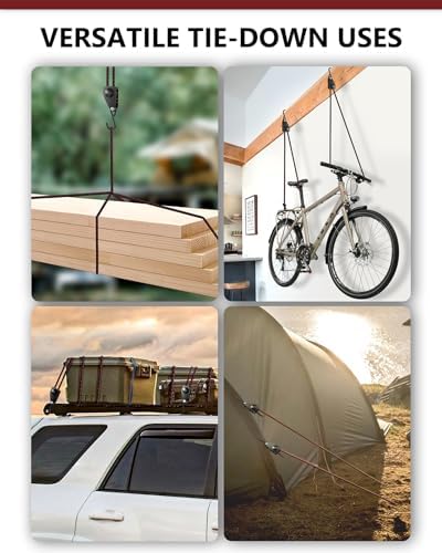 Ratchet Tie Down Straps, 1/4" Adjustable Rope Hangers 4 Pack, 12FT Tie-Down - Image 3