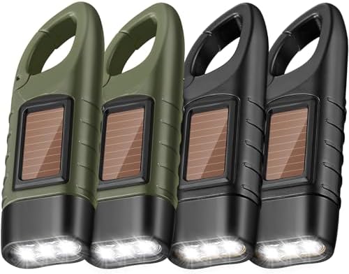 Mudder 4 Pack Hand Crank Solar Flashlight LED Emergency by Mudder