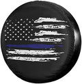 American Flag Thin Blue Line Spare Tire Cover Dust-Proof Wheel Tire Cover Fit by Foruidea