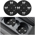 2PCS Car Coasters Rhinestone Bow Cup Holder Pad Anti-Slip Silver by KHGUZ