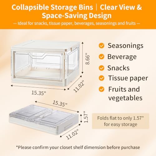 Collapsible Storage Bins with Lid, 15.35" x 11.02" x 8.66", - Image 2