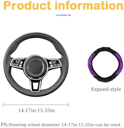 Osilly 15 Inch Rhinestone Leather Steering Wheel Cover - Image 2