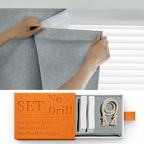 100% Blackout Self Adhesive Portable Curtains by Sovtfides