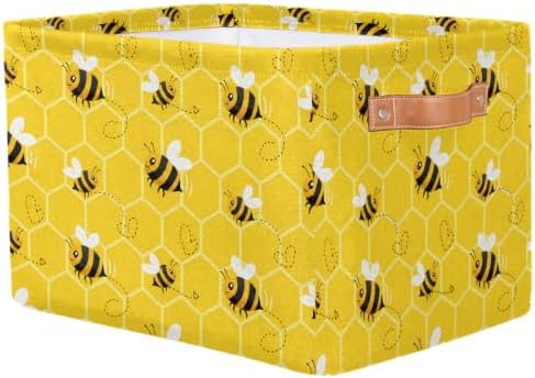 AUUXVA Bee Storage Basket Yellow Honeycomb Beehive Geometric Pattern Storage - Image 2