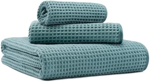 MICROFI New Microfiber Waffle Bath Towels, 3 Pieces, Fast Drying, Lint Free by Unknown