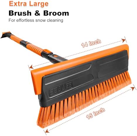 SEAAES 56 Inch Long Snow Brush Scraper and Snow Broom - Image 2