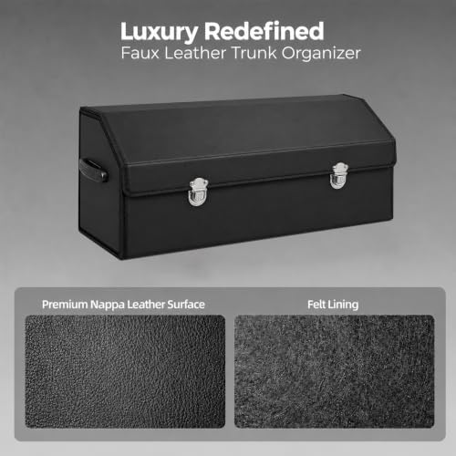 Car Trunk Organizer with Lid, Foldable Faux Leather Storage Box - Image 4