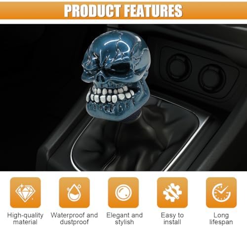 Skull Car Gear Shift Knob, Resin Shifter Lever Handle - Image 3