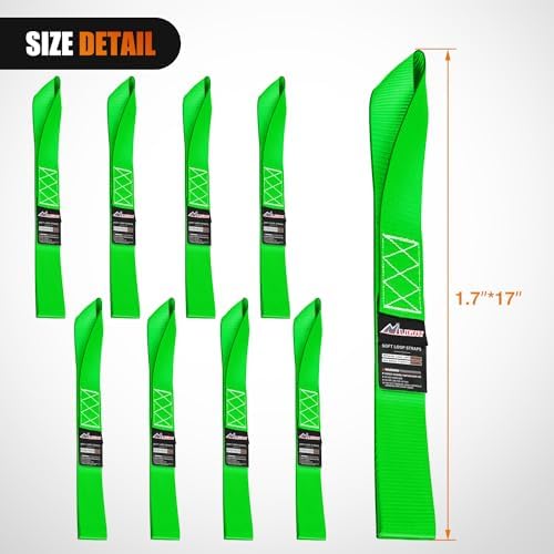 Nilight Soft Loop 1.7"x17" Motorcycle Tie Down Straps 12, 000LBS 8PK Green - Image 2