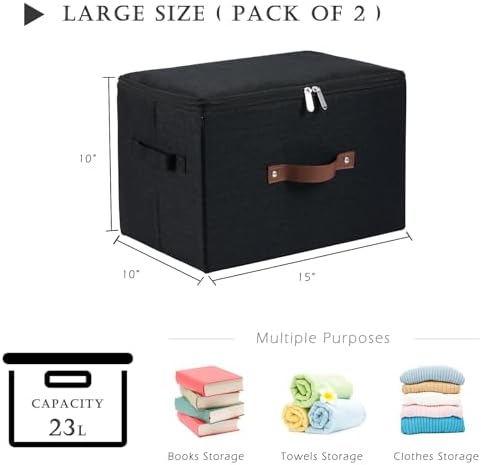 2PCS Storage Bins with Zipper Lids Decorative Lidded Basket Box - Image 3