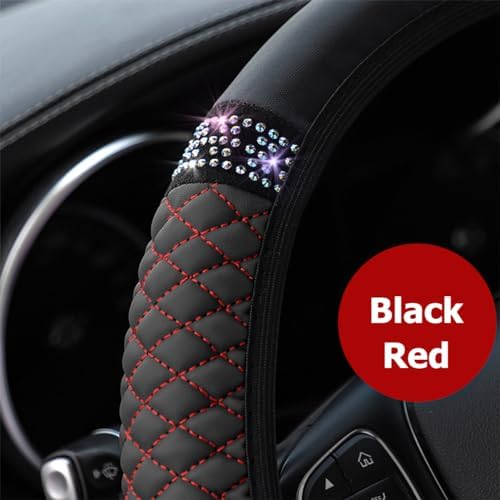 Osilly 15 Inch Rhinestone Leather Steering Wheel Cover - Image 4