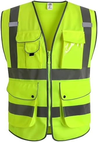 JKSafety Safety Vest for Men Women Reflective Hi Vis JK150 Yellow L by JKSafety