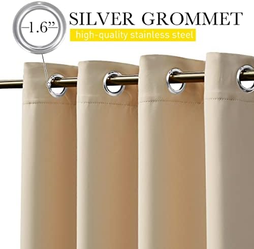 NICETOWN Outdoor Curtains for Patio Waterproof W84xL108 Biscotti Beige - Image 2