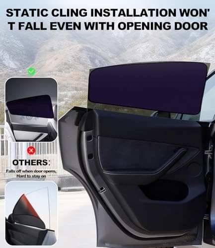XCBYT 2020-2024 Tesla Model Y Window Shades, Static Cling 4 Pack - Image 4