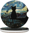 Aesthetic Black Cat Car Coasters by Unknown