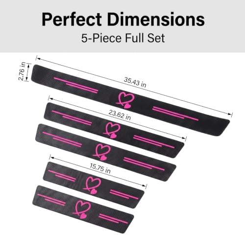 5 PCS Car Door Sill Guard Stickers, Carbon Fiber Heart Pattern Car Door Sill - Image 2
