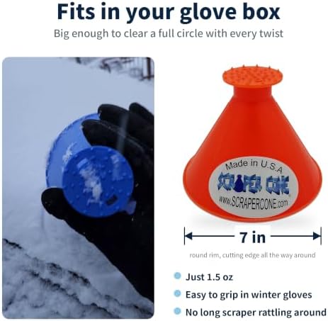 Windshield Ice Scraper for Car, 2 Pack, Round Cone Shaped Frost and Snow Remover - Image 6