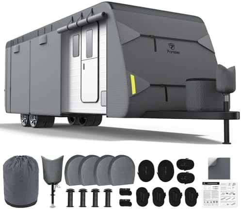 RV Cover 24-26ft: Extra Thick 9 Layers Travel Trailer Cover Unique 600D Oxford by Fonzier-Direct