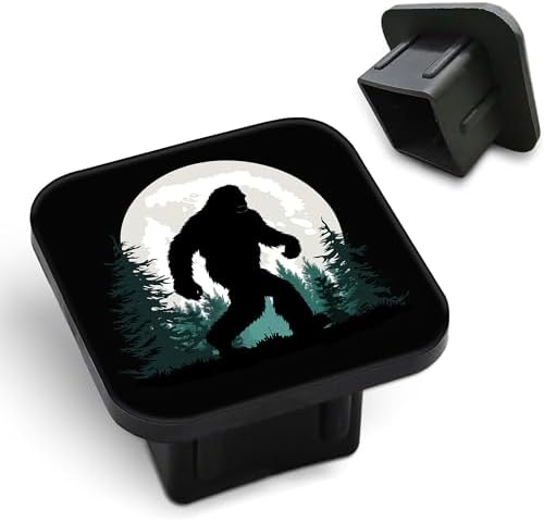 Trailer Hitch Cover Sasquatch Walking in a Forest Square 2 Inch Receiver Tube by Unknown