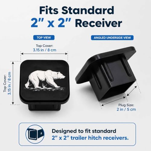 2" Hitch Cover White Bear Rubber Towing Hitch Covers Hitch Protector - Image 2
