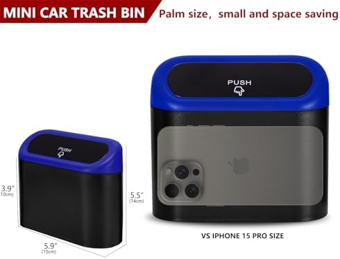 Ginsco Mini Car Trash Can with Lid, Small Car Garbage Can, Cute Leakproof ABS - Image 2