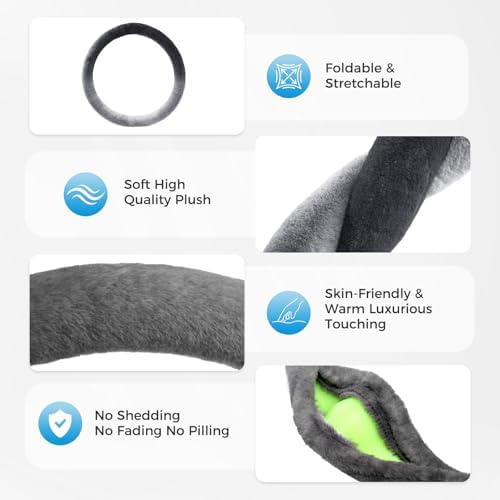 Coverado Steering Wheel Cover, Anti-Slip Fluffy Car Steering Wheel Cover - Image 6