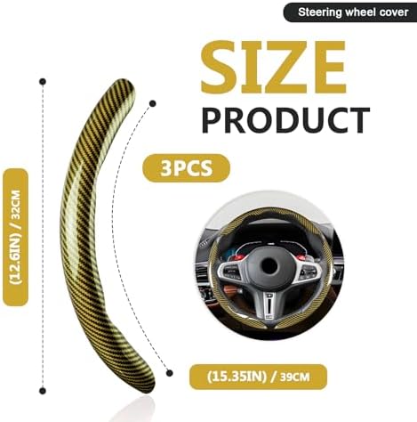 3pcs Universal Carbon Fiber Steering Wheel Cover - Image 2